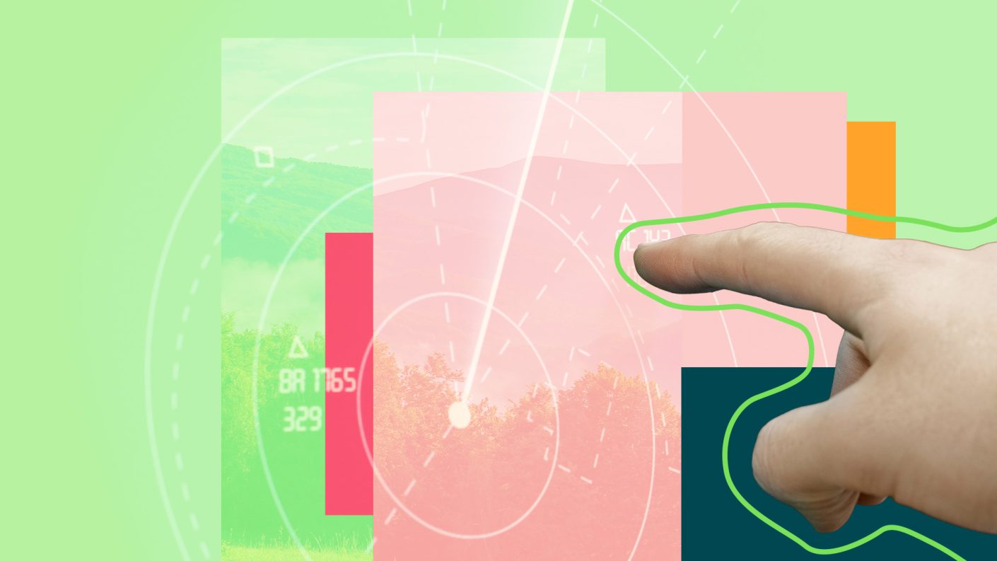 Finger pointing at radar