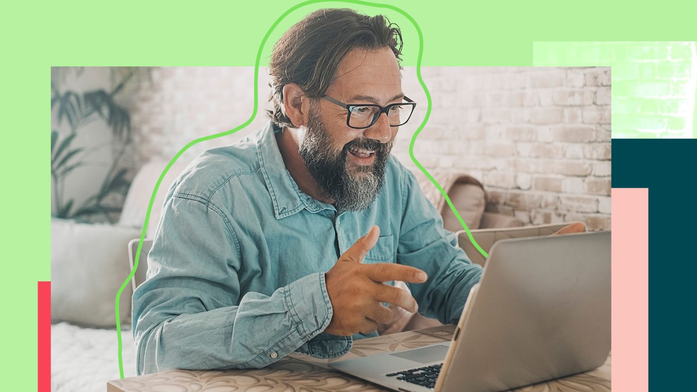 Person talking to his computer