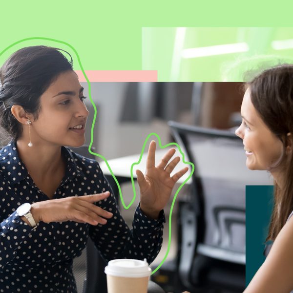Two women talking to each other