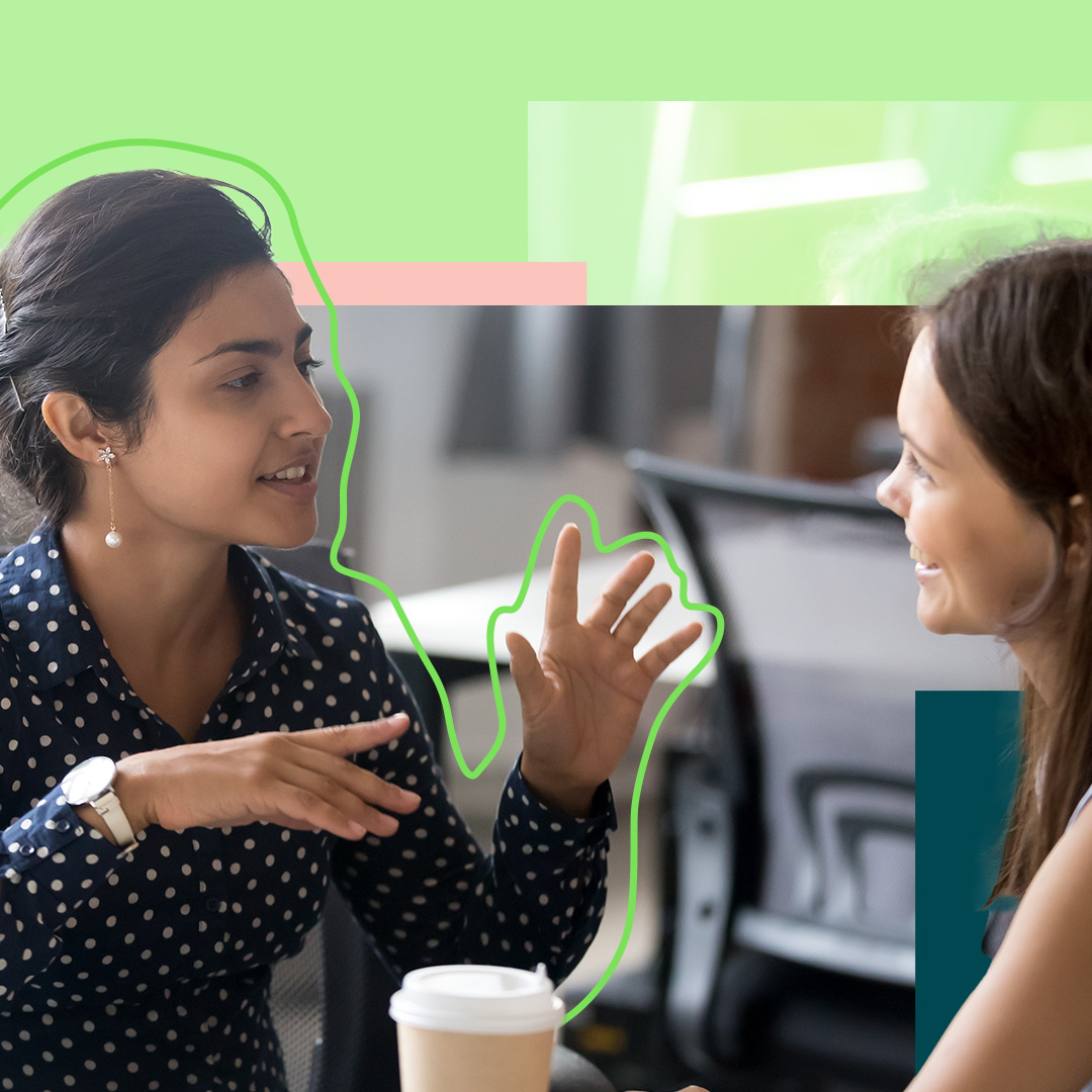Two women talking to each other