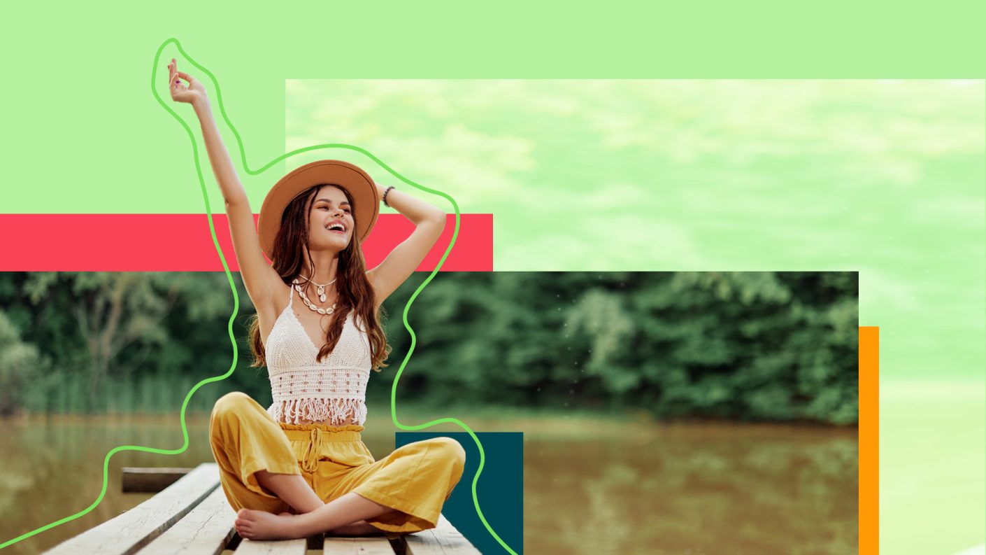 Woman sitting outside enjoying life