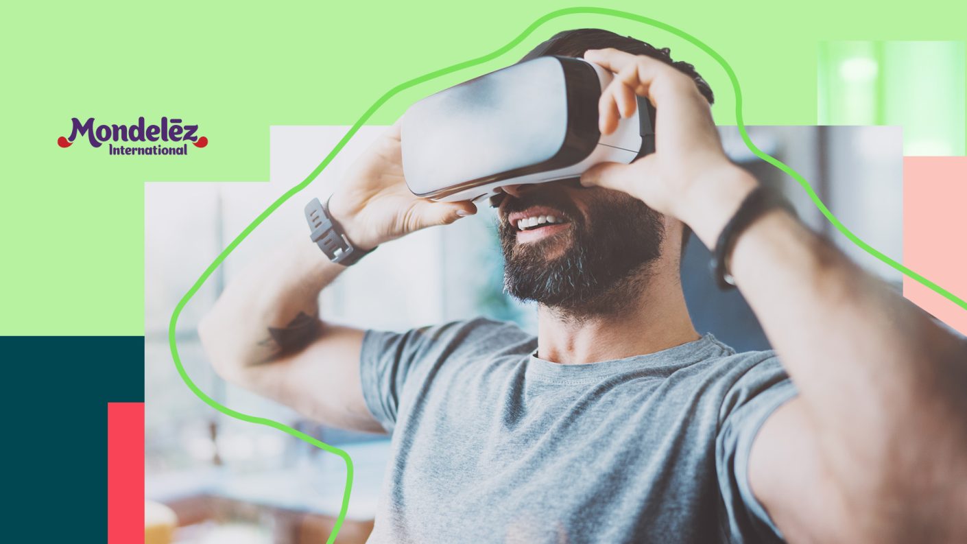 Man looking through VR glasses